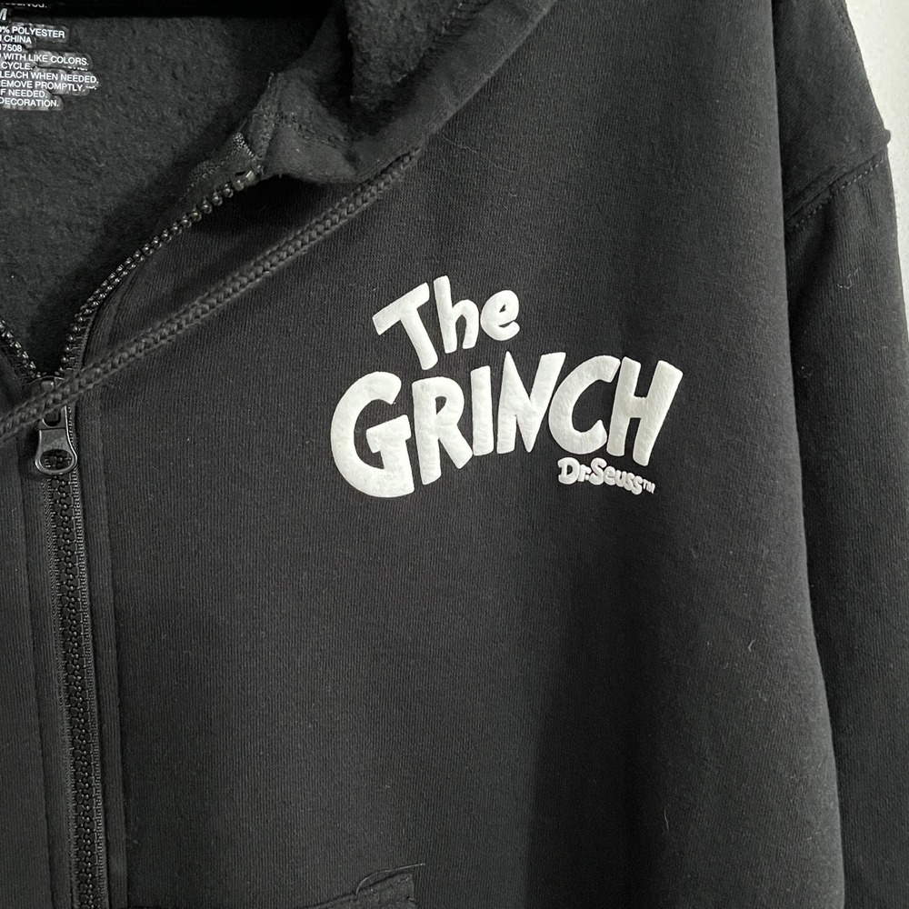 The Grinch Zip Hoodie Womens M Black Pink Graphic 2023 Christmas Dr Seuss Fleece - Picture 7 of 11